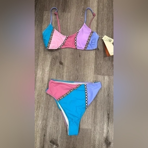 NWT Gottex Modern Shades Bikini Set Bralette Bikini + High Rise Bikini Bottom 👙 - Picture 1 of 10